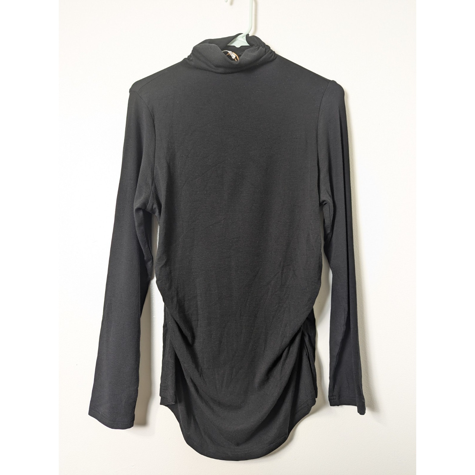 Ogl Move Black Ruched Turtleneck Top Size Xl Cashmere Blend Stretch New